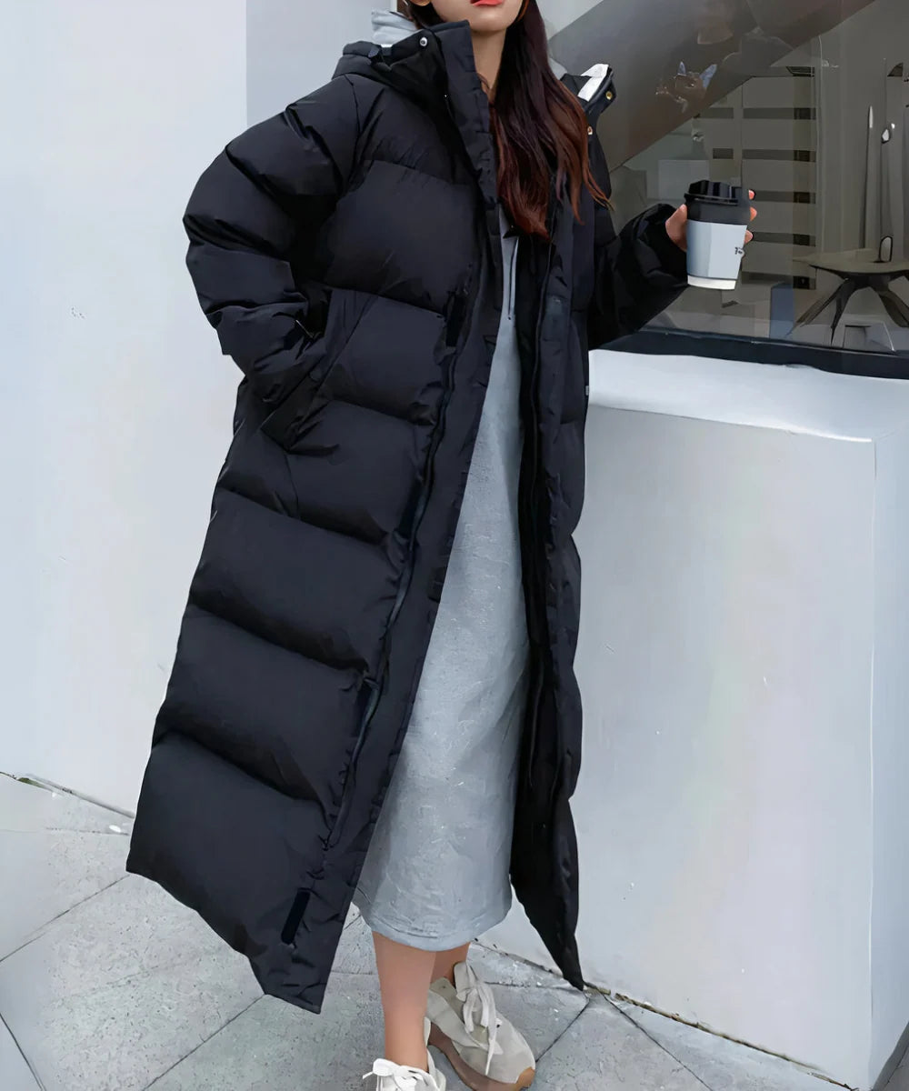 Women's Long Puffer Coat | Waterproof Black Puffer Jacket for Winter 0