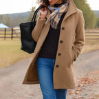 Women's Long Wool Coat | Classic Winter Coat with Button Front 5