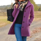 Women's Long Wool Coat | Classic Winter Coat with Button Front 6