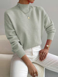 Women’s Mock Neck Sweater | Soft Relaxed Fit Knit for Autumn 0