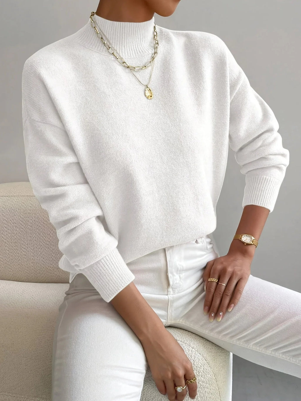Women’s Mock Neck Sweater | Soft Relaxed Fit Knit for Autumn 1