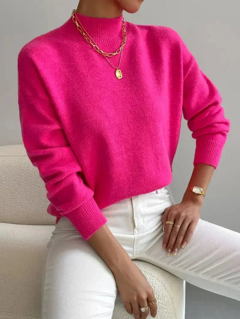 Women’s Mock Neck Sweater | Soft Relaxed Fit Knit for Autumn 6