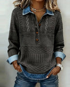 Women's Printed Collared Top | Relaxed Half-Button Shirt 1