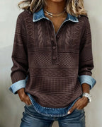 Women's Printed Collared Top | Relaxed Half-Button Shirt 2