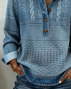 Women's Printed Collared Top | Relaxed Half-Button Shirt 3