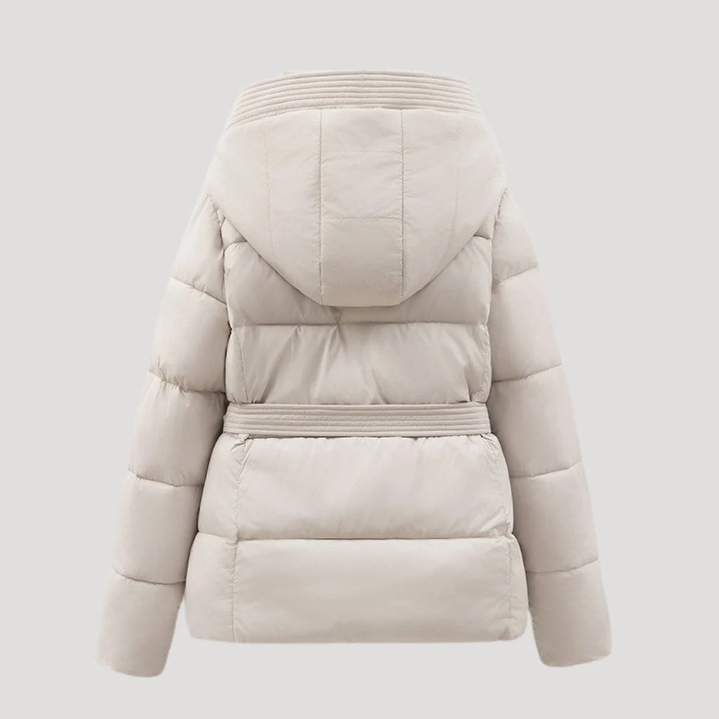 Women's Puffer Jacket | Quilted Hooded Winter Coat with Adjustable Belt 4
