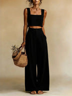Women's Relaxed Fit Palazzo Set | Elegant Top & Wide-Leg Pants 1