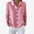Women's Relaxed Knit Cardigan with Collared Button-Front 0