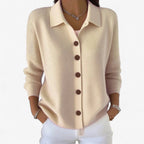 Women's Relaxed Knit Cardigan with Collared Button-Front 3