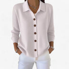 Women's Relaxed Knit Cardigan with Collared Button-Front 4