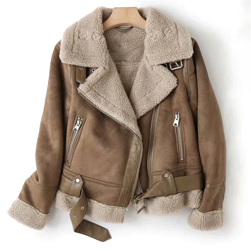 Women’s Sherpa-Lined Leather Jacket | Cropped Biker Style for Cold Weather 1