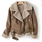 Women’s Sherpa-Lined Leather Jacket | Cropped Biker Style for Cold Weather 1