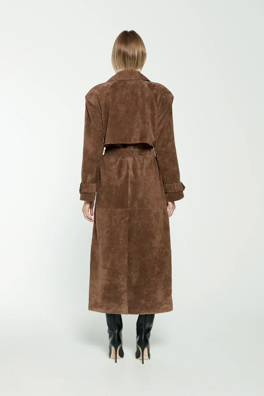 Women's Suede Trench Coat | Belted Winter Coat for Stylish Wear 2