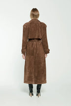 Women's Suede Trench Coat | Belted Winter Coat for Stylish Wear 2