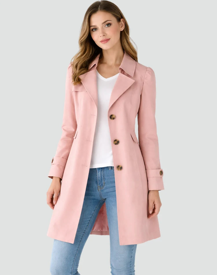 Women’s Tailored Trench Coat | Mid-Length Classic Lapel Jacket 3