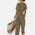 Women's Two Piece Set | Matching Co Ord Sets with Draped Top & Shorts 1