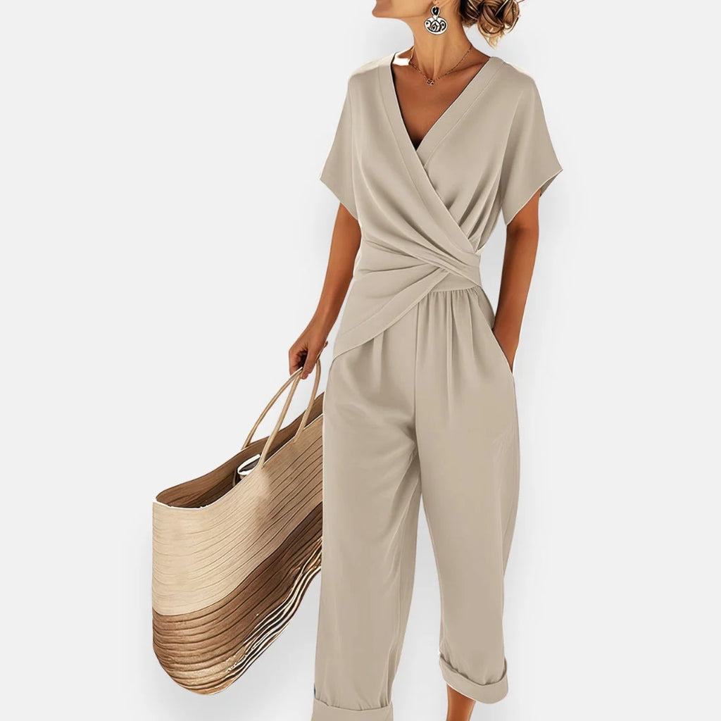 Women's Two Piece Set | Matching Co Ord Sets with Draped Top & Shorts 2
