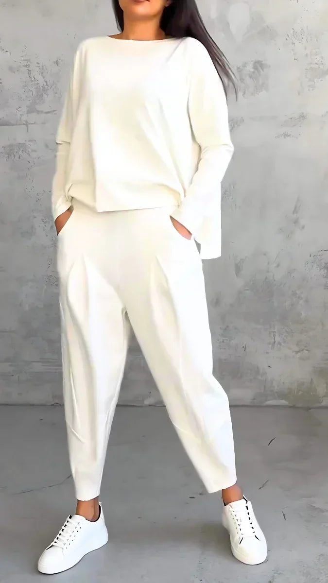 Women's Two Piece Set | Relaxed Fit Co-Ord Blouse & Trousers 0