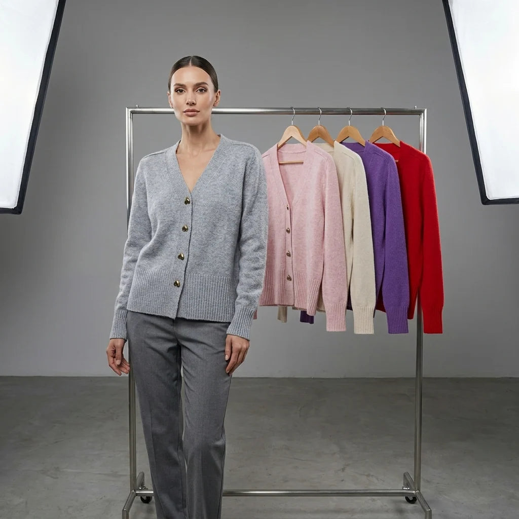 Women’s V Neck Knit Cardigan | Button Front Lightweight Layer 9