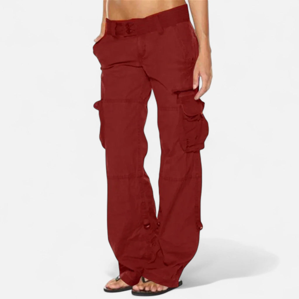 Women's Wide Leg Cargo Pants | Relaxed Fit Utility Trousers 0