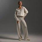 Women's Wide Leg Trousers with Relaxed Polo Shirt Set 12