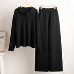 Women's Wide Leg Trousers with Relaxed Polo Shirt Set 6