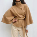 Women's Winter Coat | High Collar Cape Coat with Adjustable Belt 0