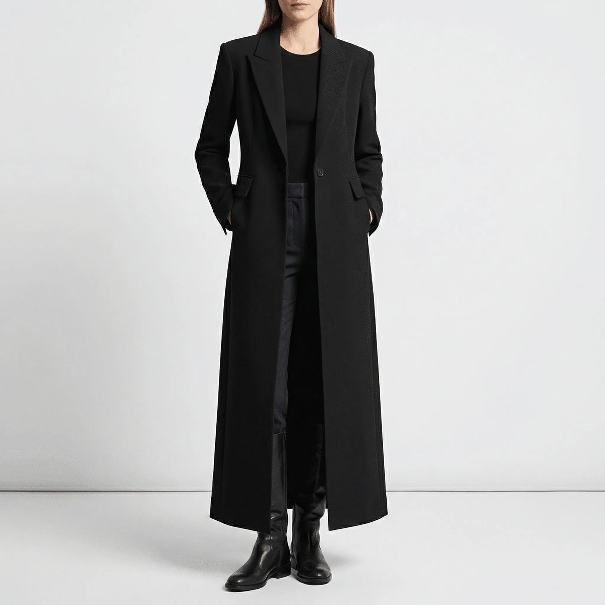 Women's Winter Coat | Long Double-Breasted Slim Fit Jacket 0