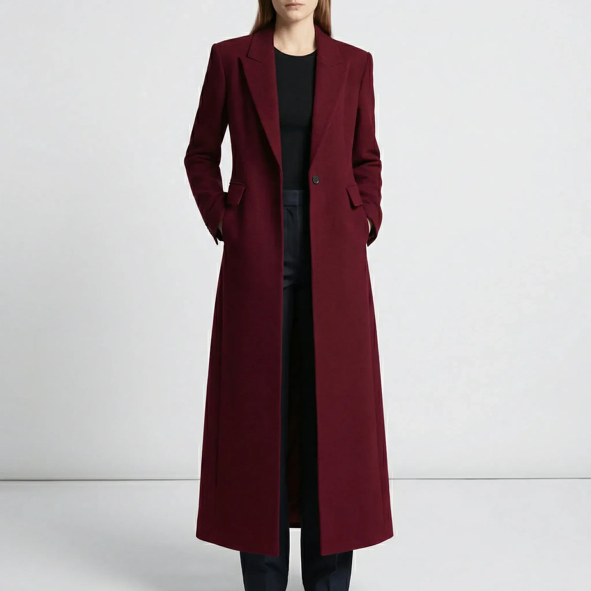 Women's Winter Coat | Long Double-Breasted Slim Fit Jacket 1