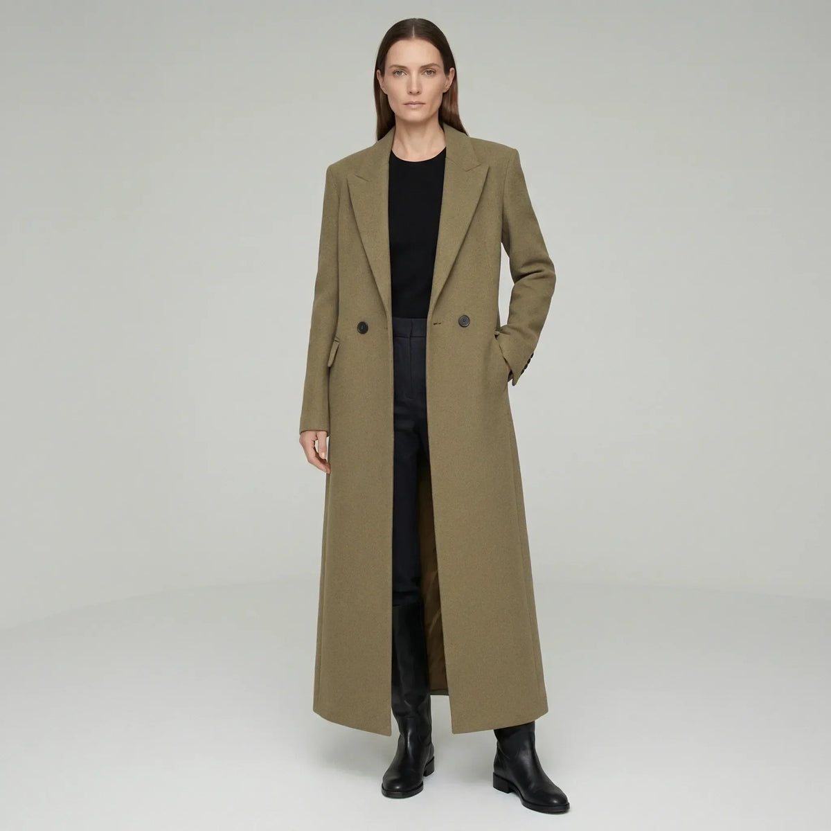 Women's Winter Coat | Long Double-Breasted Slim Fit Jacket 2
