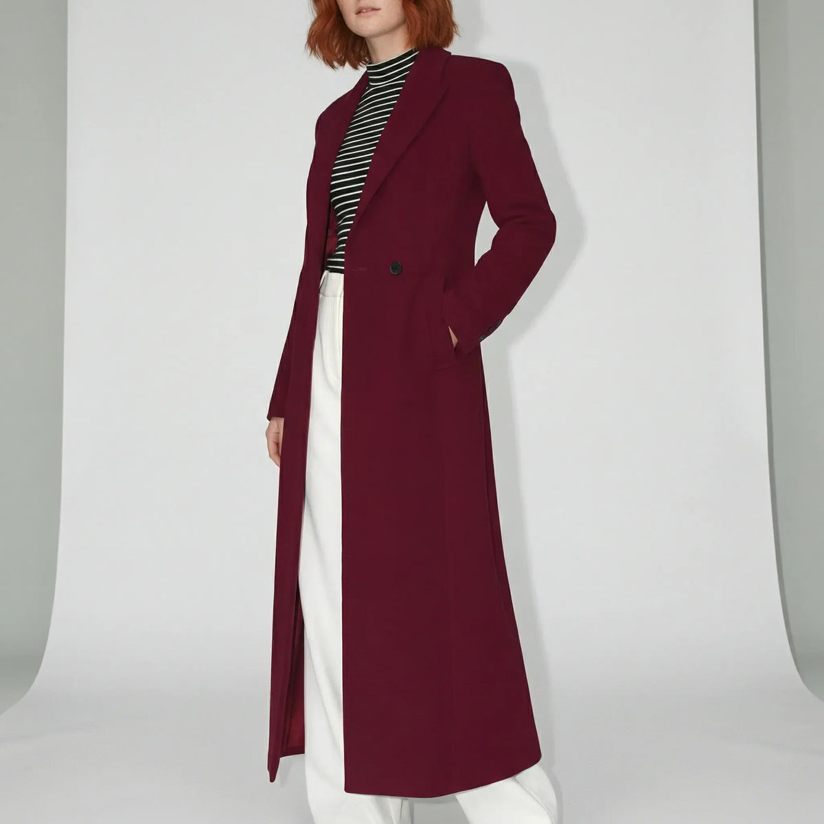 Women's Winter Coat | Long Double-Breasted Slim Fit Jacket 4