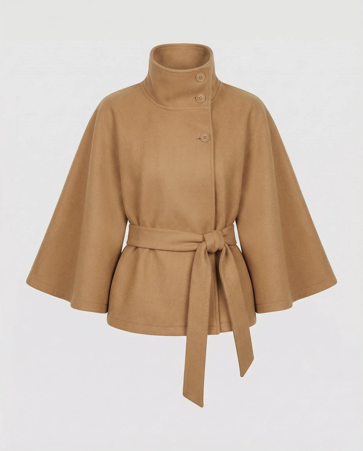 Women's Wool-Blend Cape Jacket | Stylish Winter Coat with Belted Waist 1