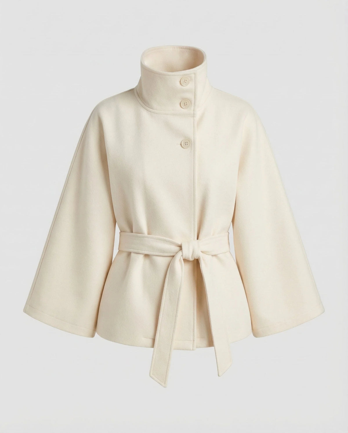 Women's Wool-Blend Cape Jacket | Stylish Winter Coat with Belted Waist 3