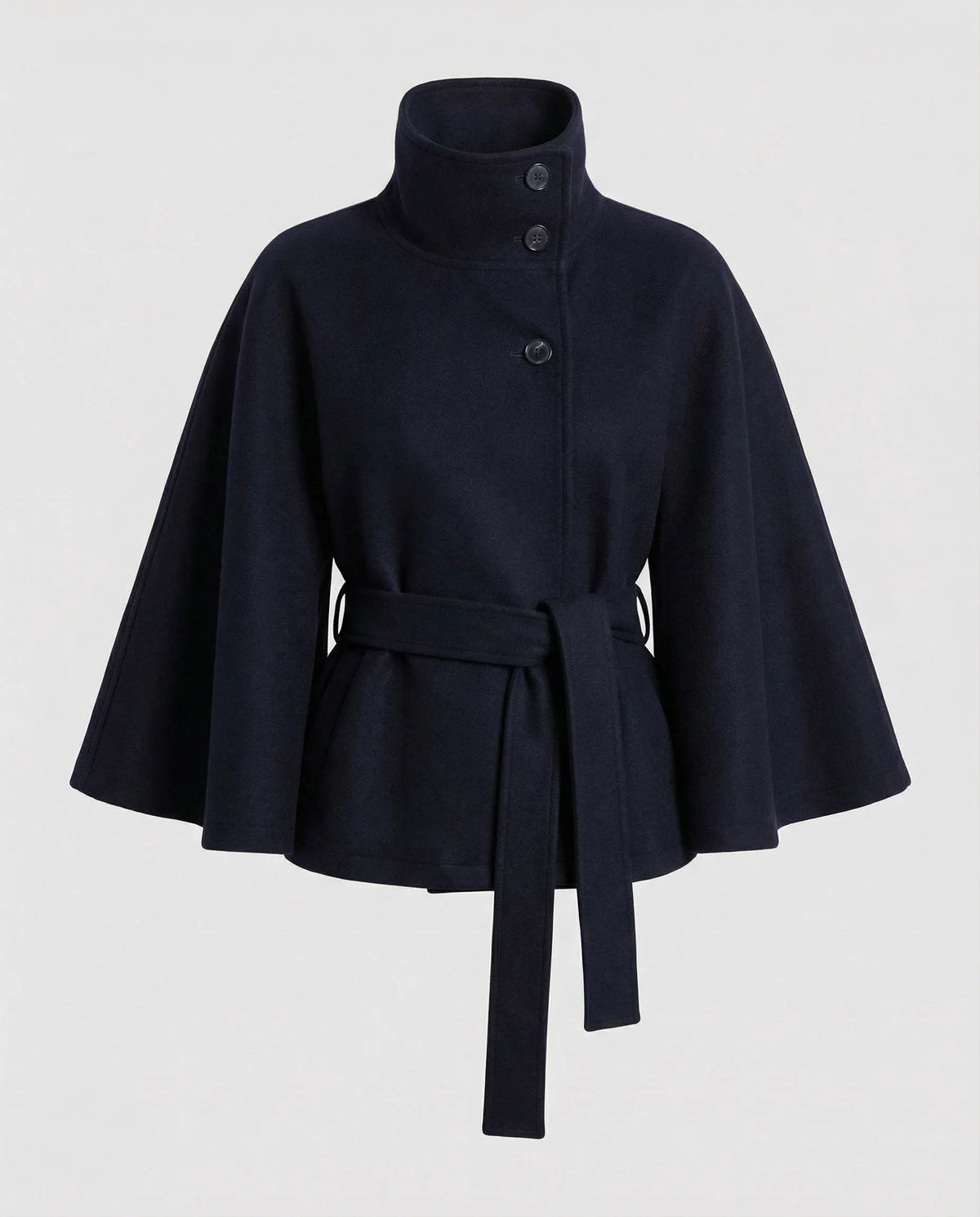 Women's Wool-Blend Cape Jacket | Stylish Winter Coat with Belted Waist 4