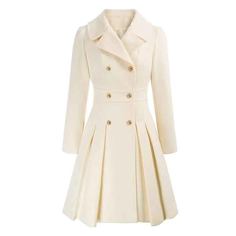 Women's Wool Coat | Double-Breasted Winter Coat with Flared Hem 2
