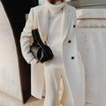 Women's Wool Peacoat | Double-Breasted Knee-Length Outerwear 0