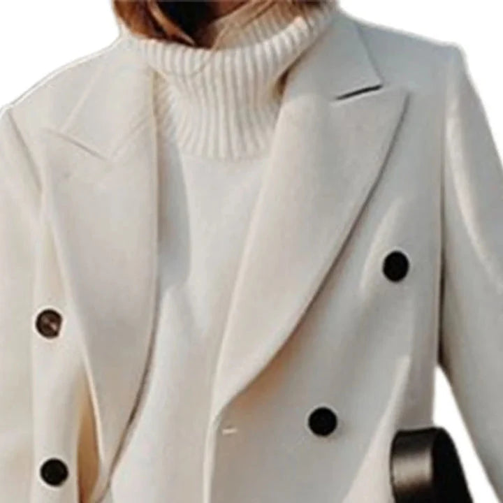 Women's Wool Peacoat | Double-Breasted Knee-Length Outerwear 2