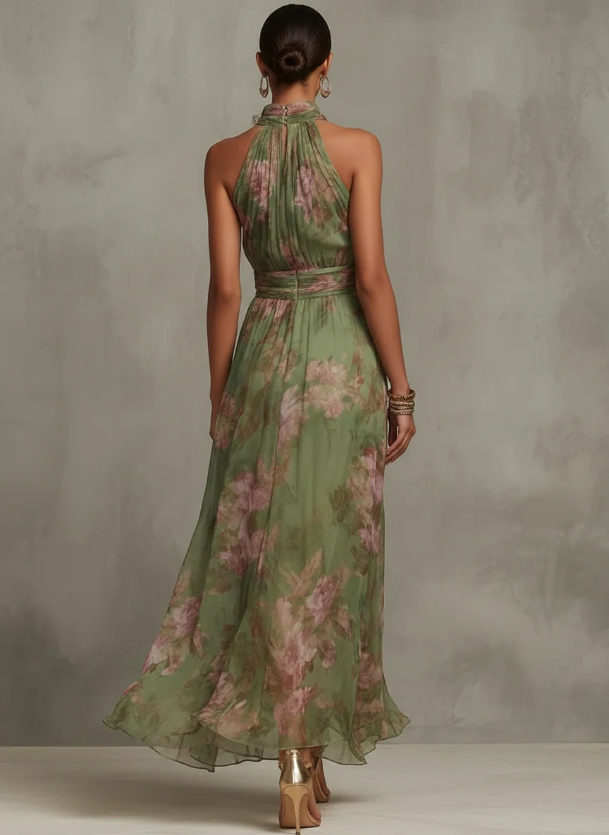 Womens Dress | Floral Summer Wedding Guest Dresses Halter Neck 1