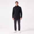 Men's Wool Mid-Length Jacket | Stylish Zip Closure Coat