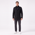 Men's Wool Mid-Length Jacket | Stylish Zip Closure Coat