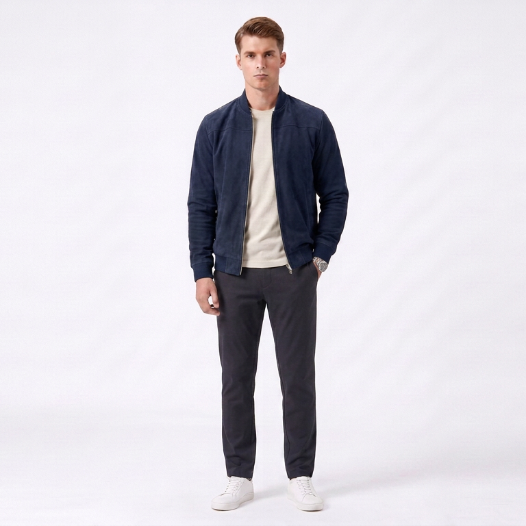 Men's Lightweight Suede Bomber Jacket | Smart Casual Men's Coats