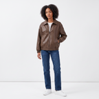 Women's Faux-Leather Moto Jacket | Relaxed Fit Biker Coat