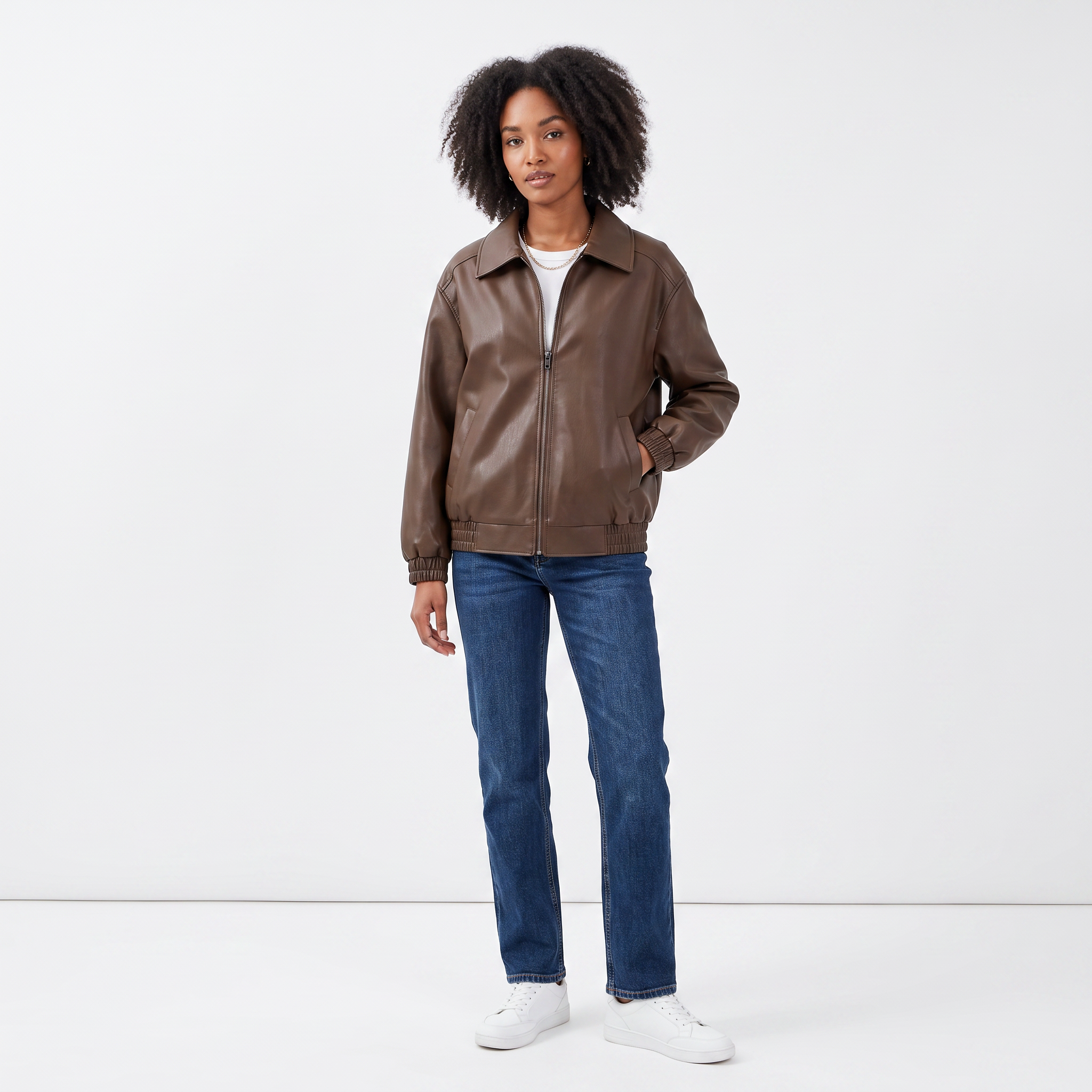 Women's Faux-Leather Moto Jacket | Relaxed Fit Biker Coat