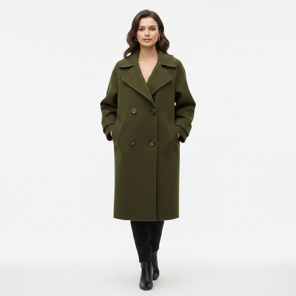 Women's Slim Fit Double-Breasted Coat | Cashmere-Blend Winter Coat
