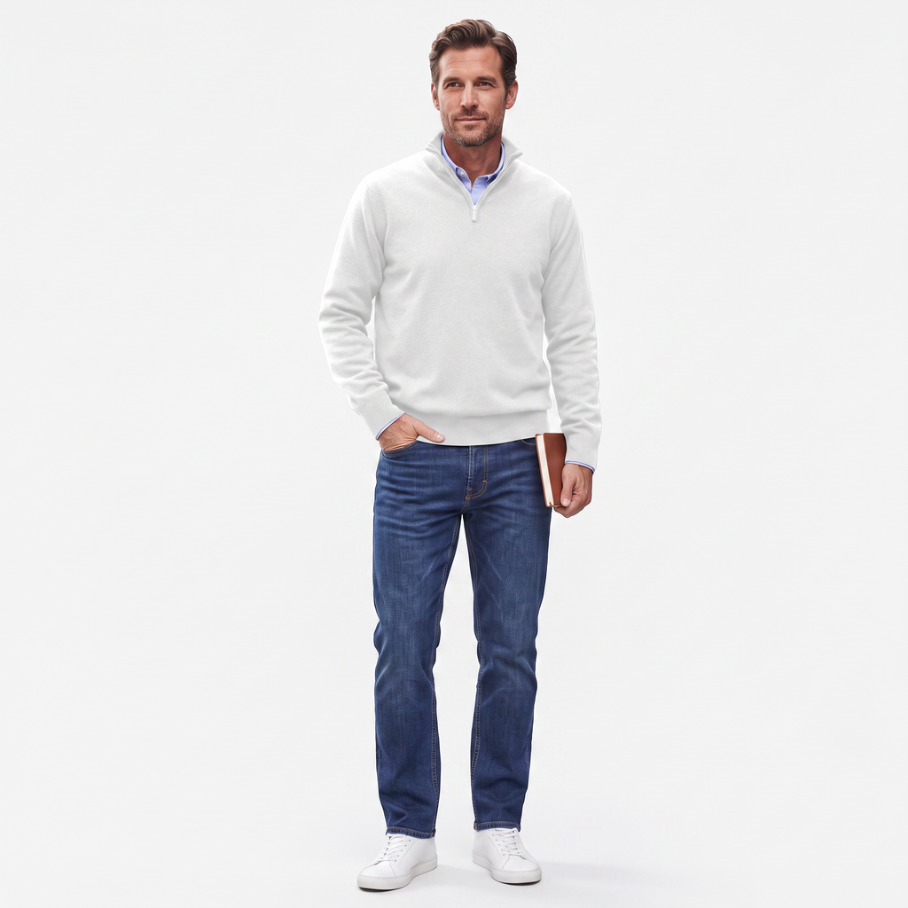 Men's Quarter Zip Sweater | Tailored Half Zip Knit Layering Piece