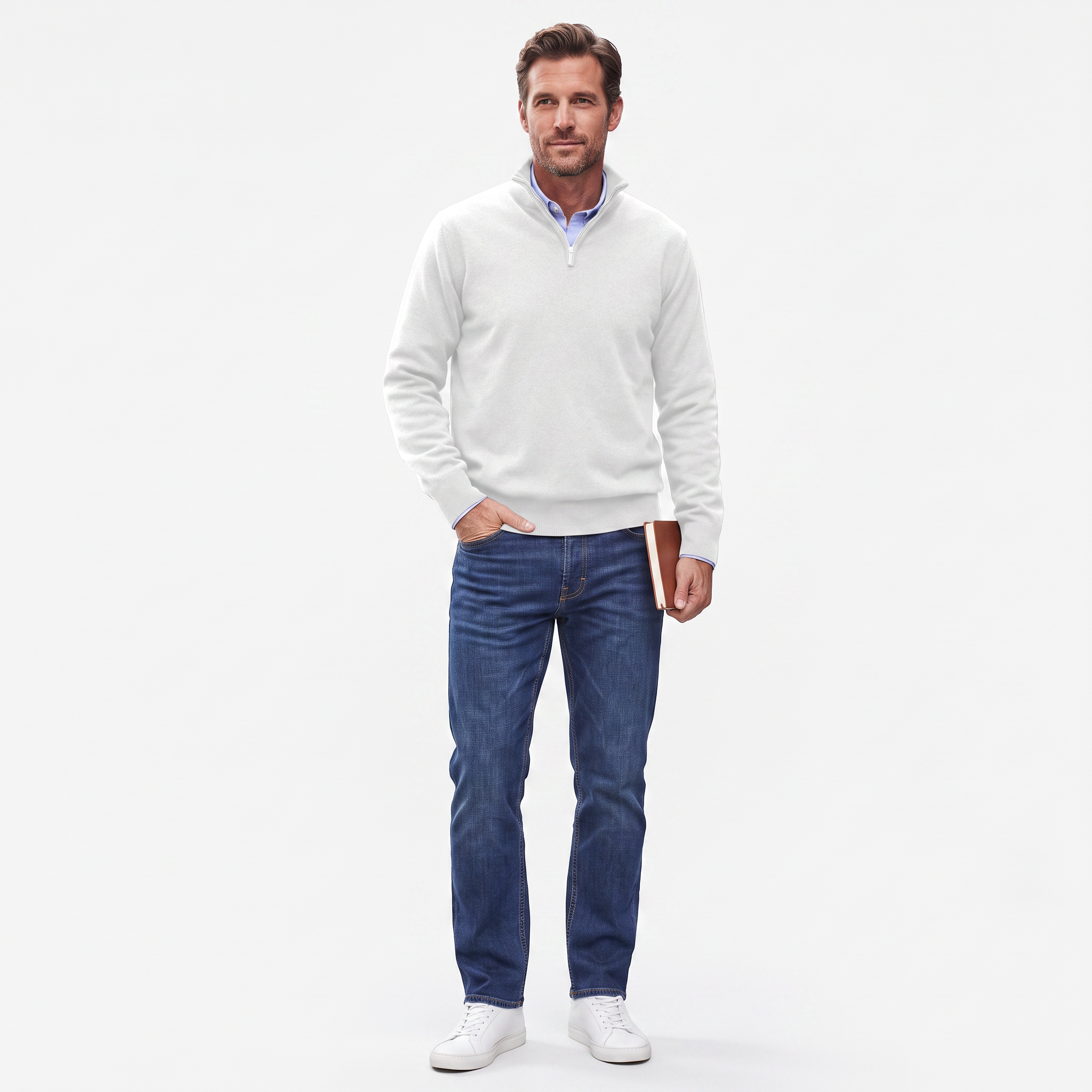 Men's Quarter Zip Sweater | Tailored Half Zip Knit Layering Piece