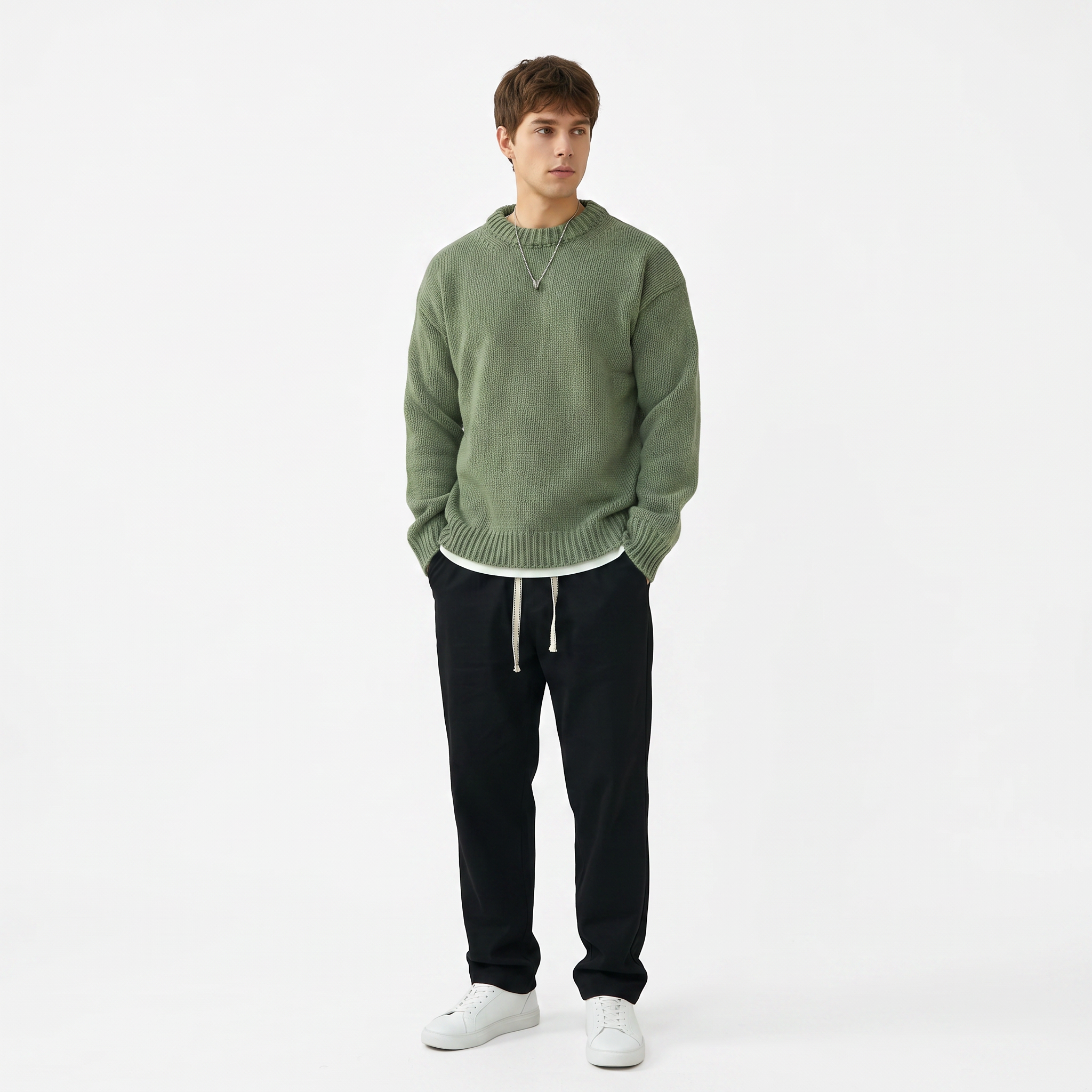 Men's Sweater | Lightweight Stretch Knit Crew Neck Pullover