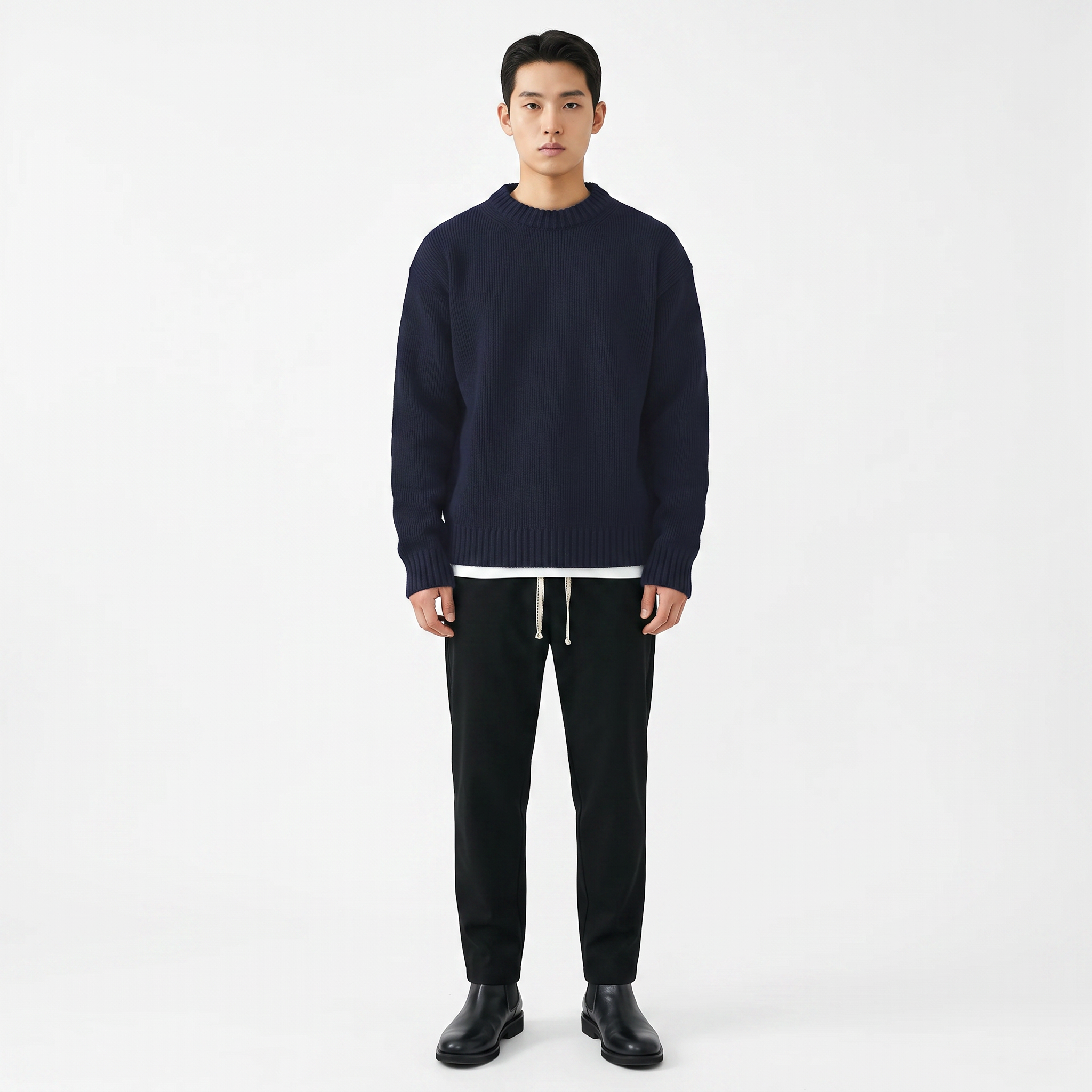 Men's Sweater | Lightweight Stretch Knit Crew Neck Pullover