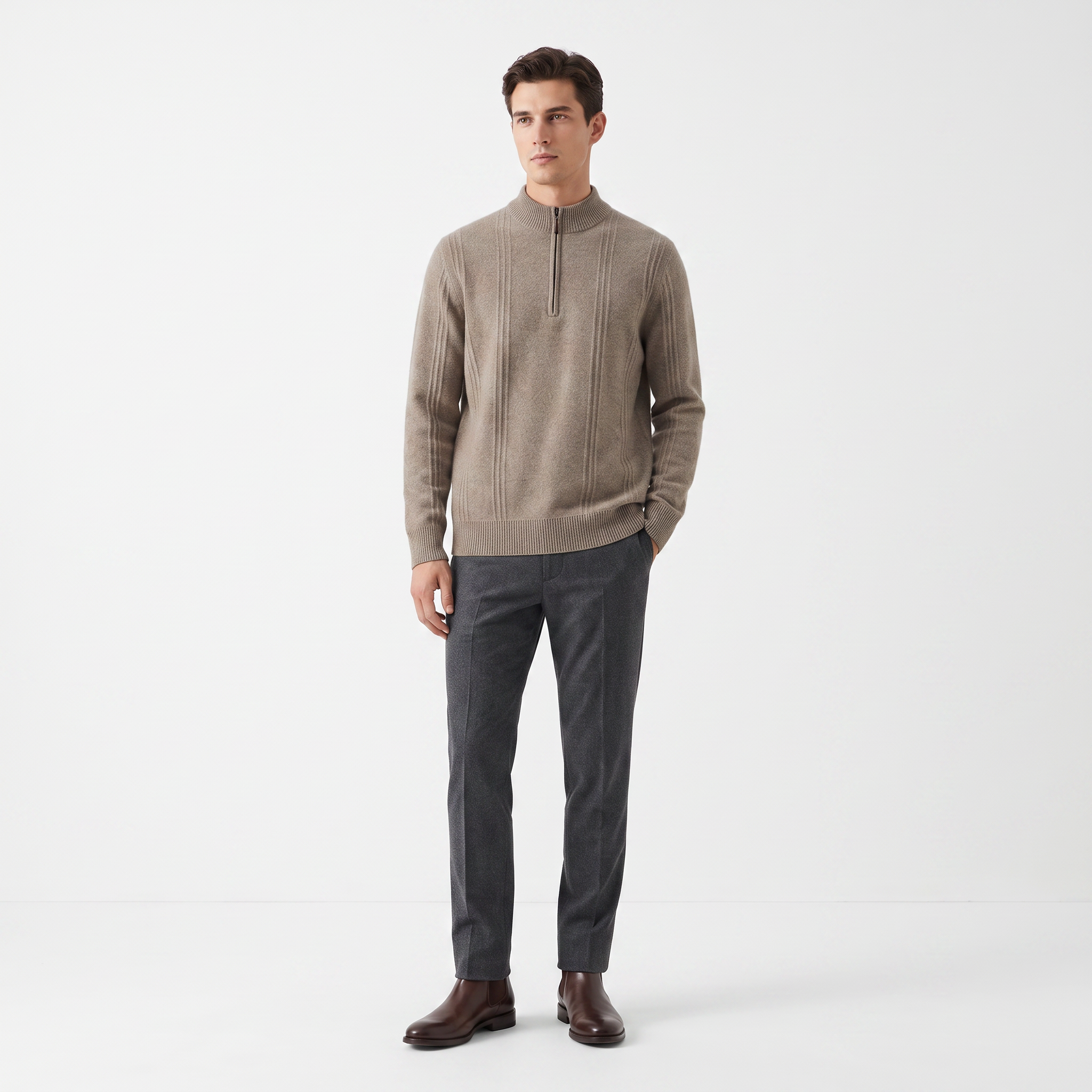 Men's Ribbed Half Zip Sweater | Soft Knit for Everyday Comfort