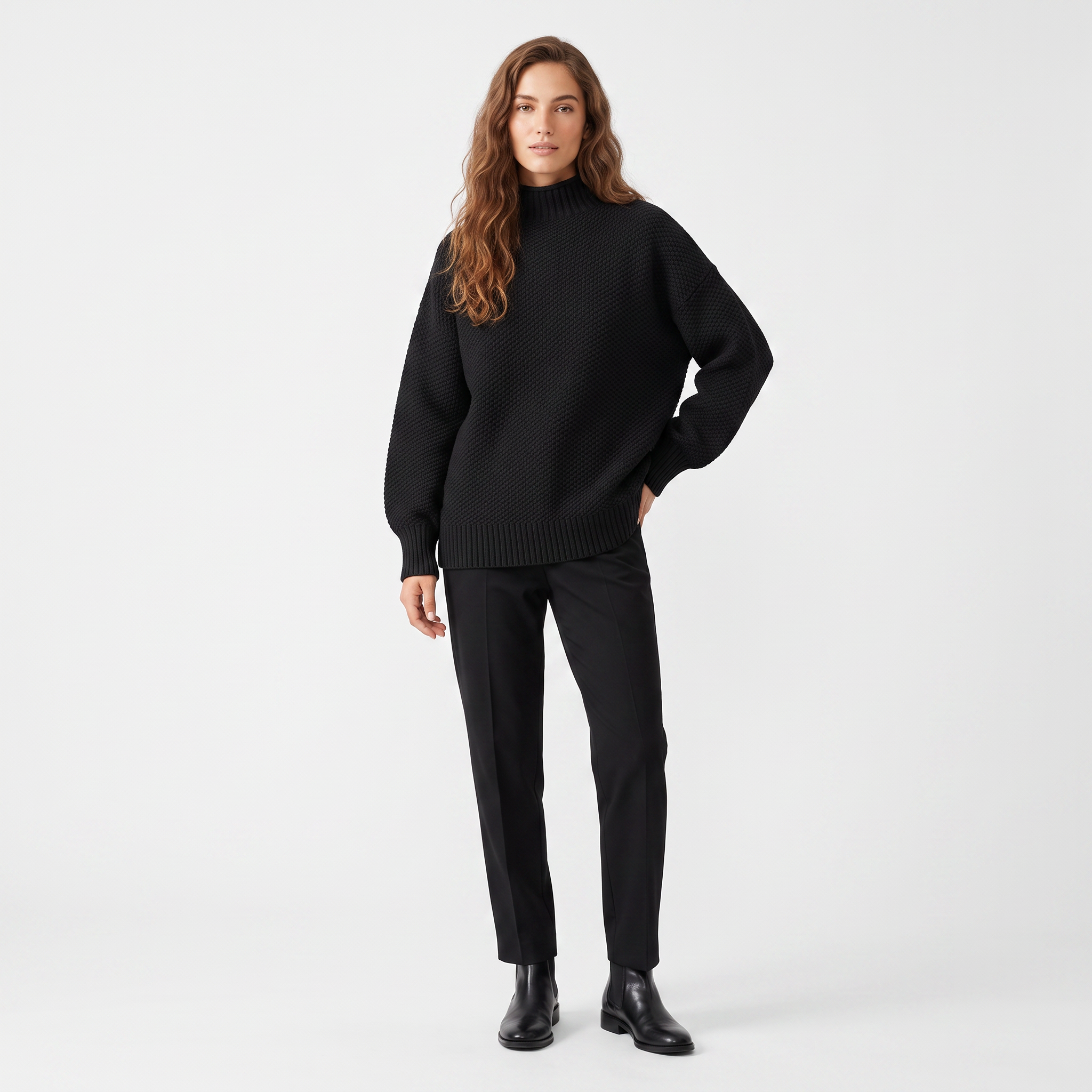 Women's Oversized Mock-Neck Sweater | Plus-Size Relaxed Fit Knit